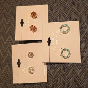 LC LAUREN CONRAD BRAND WOMEN'S HOLIDAY POST PIERCED EARRINGS BUNDLE OF 3 PAIR